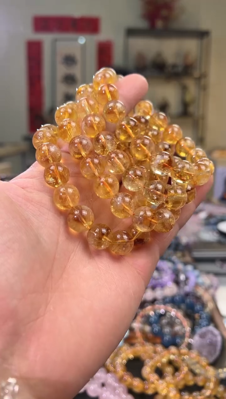 【闪购商品】黄晶手串未镶嵌12.5±mm黄塔晶手串（多样性发其一）