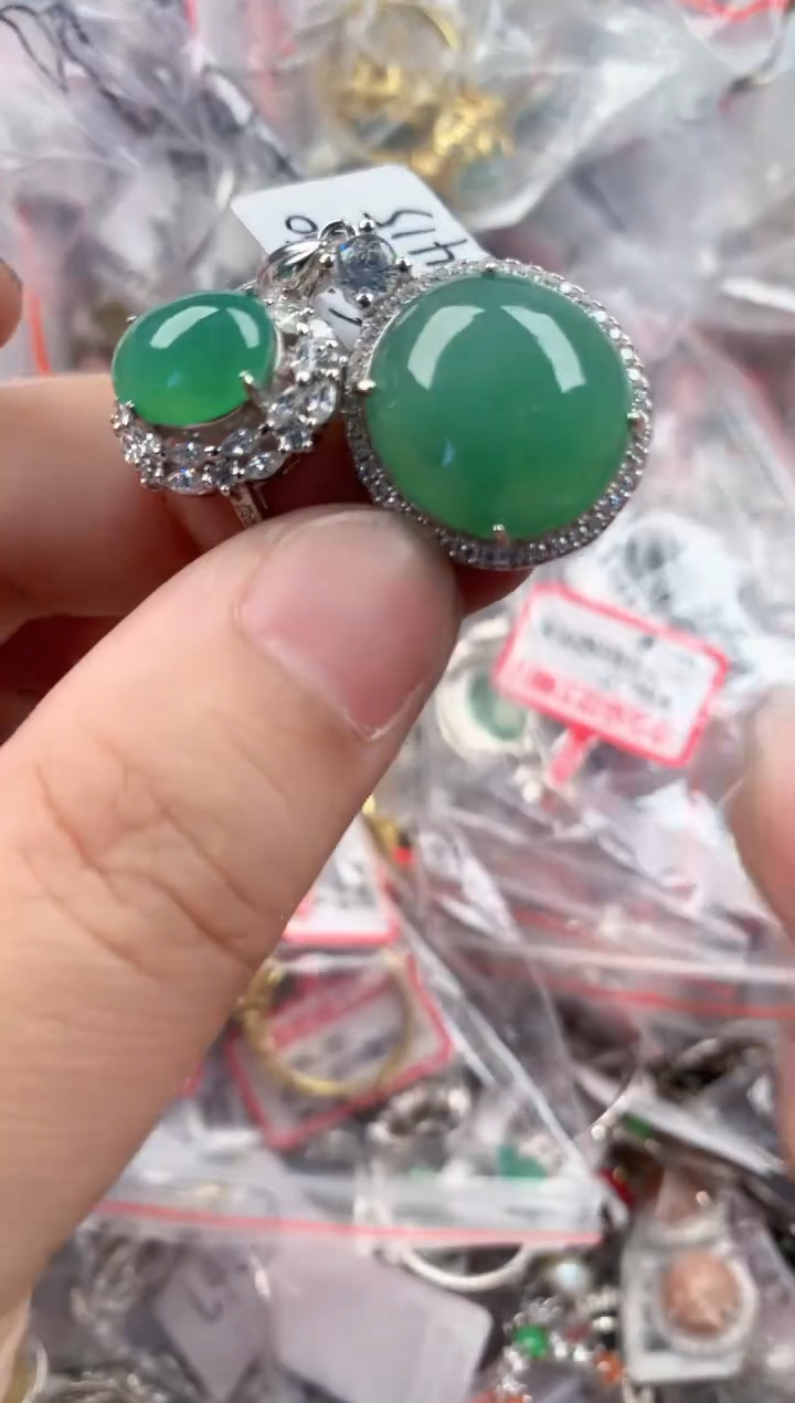 银S925镶嵌戒指翡翠12   2