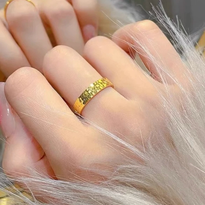 铜合金戒指 《福系列》碎冰冰戒指光面气质轻奢时尚精美手工简约