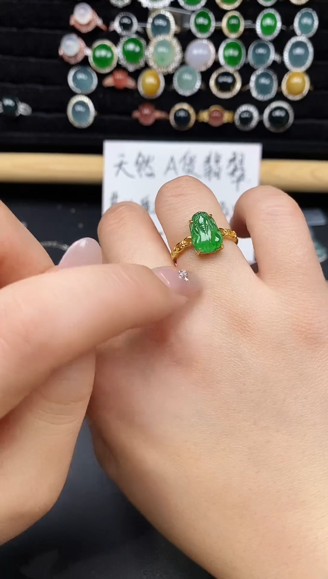 银S925镶嵌戒指翡翠38568