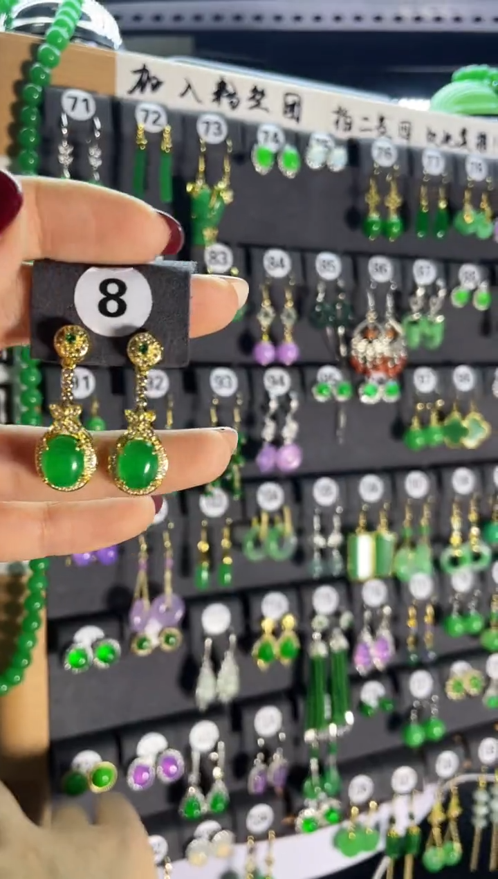 【闪购商品】翡翠耳饰银S925镶嵌8   