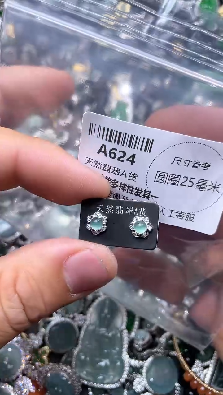 【闪购商品】翡翠颈饰未镶嵌A624耳钉