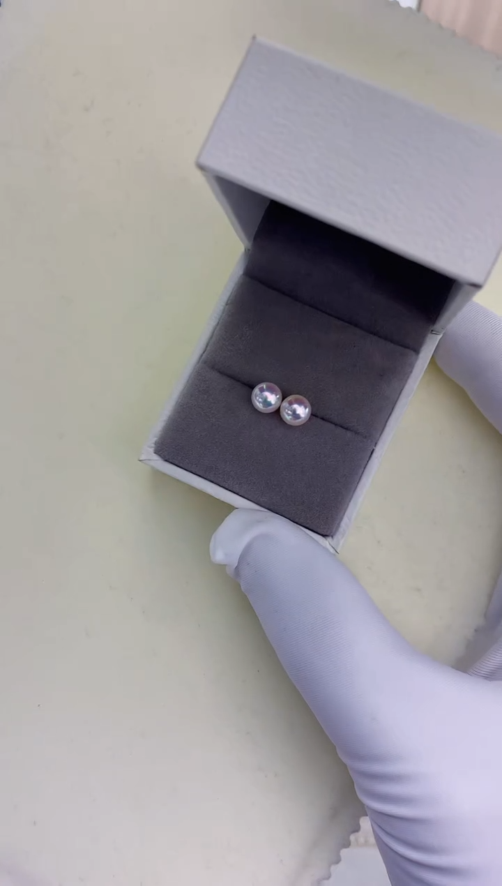 银S925镶嵌饰品海水珍珠5-6素钉定制·银针