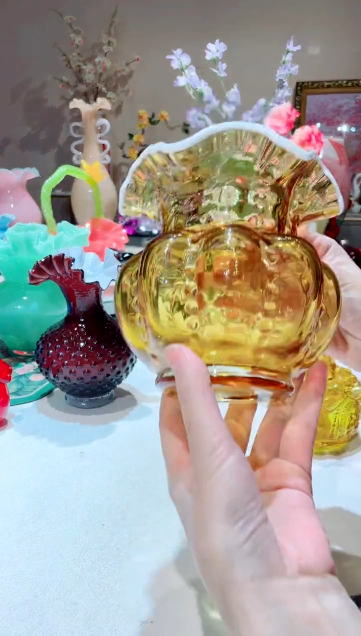 【闪购商品】琉璃手工艺品白边钱袋子花瓶   微瑕