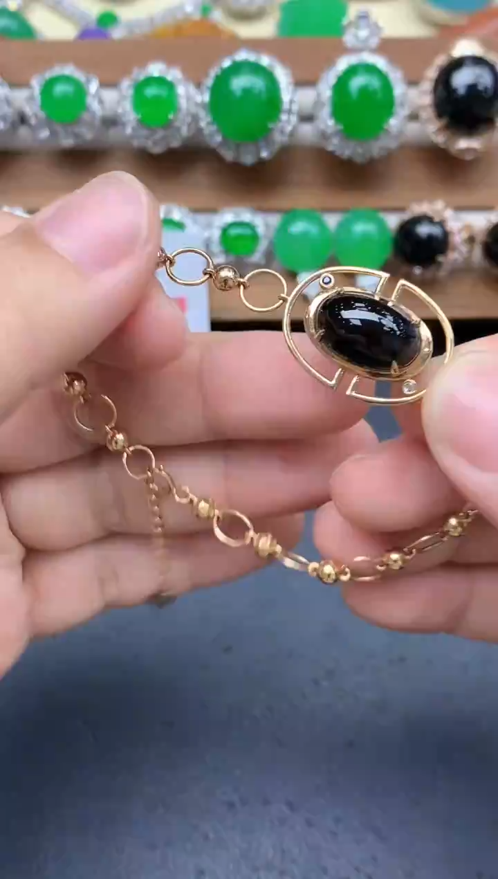 18K金镶嵌手链翡翠638-中国好珍宝