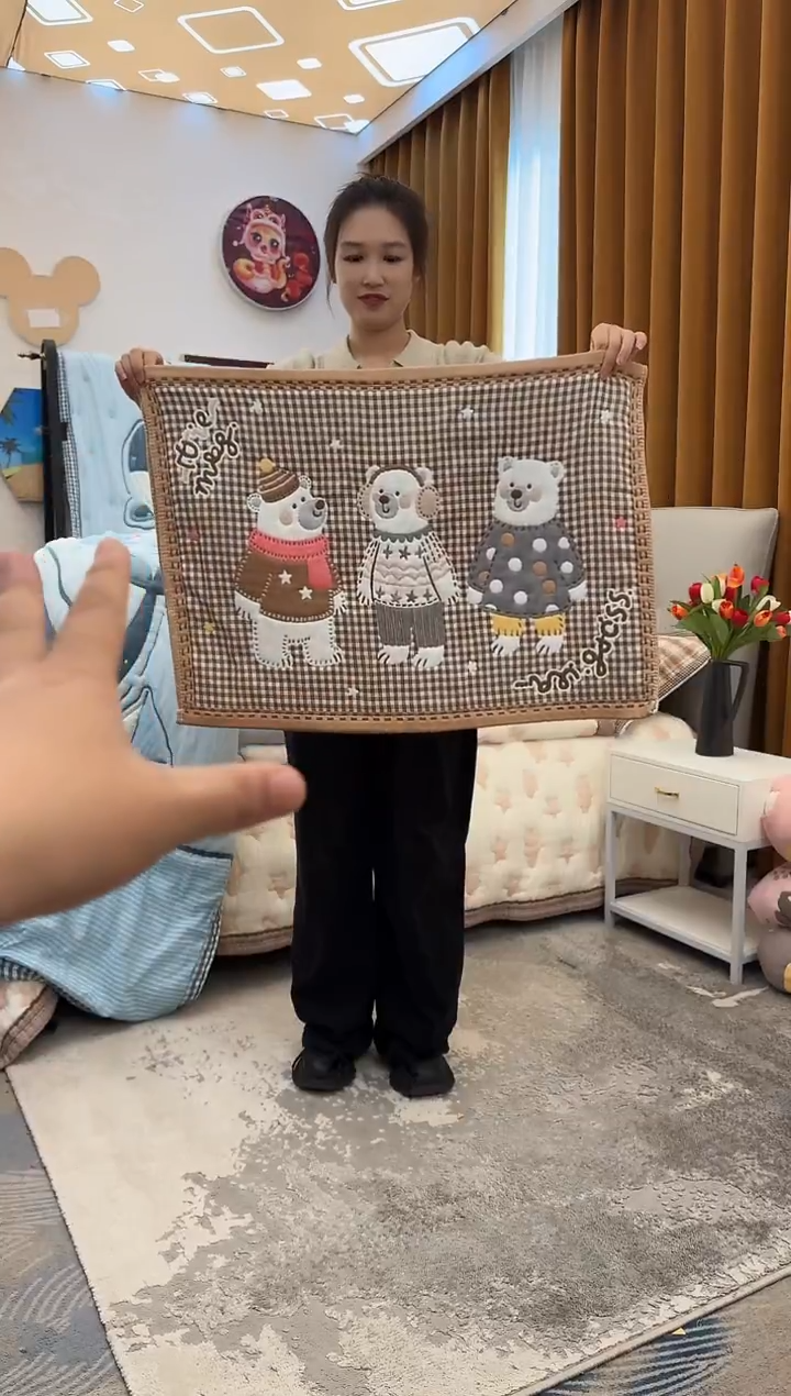 棉花三只熊枕巾-52x78