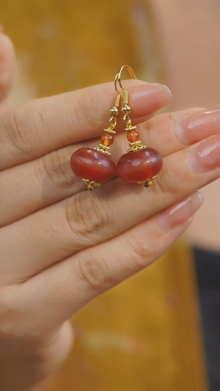 【闪购商品】玛瑙/玉髓耳环未镶嵌多样性发其一