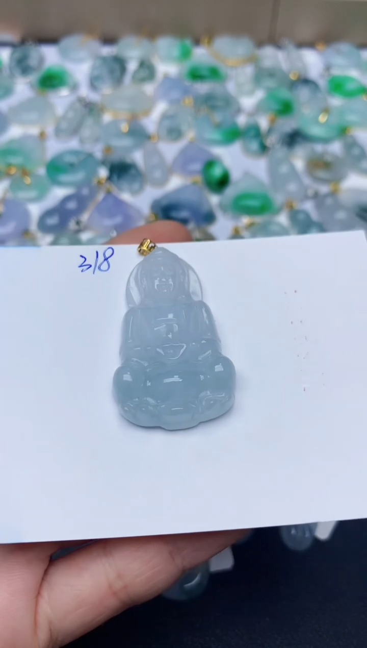 【闪购商品】翡翠颈饰18K金镶嵌天然翡翠A货   