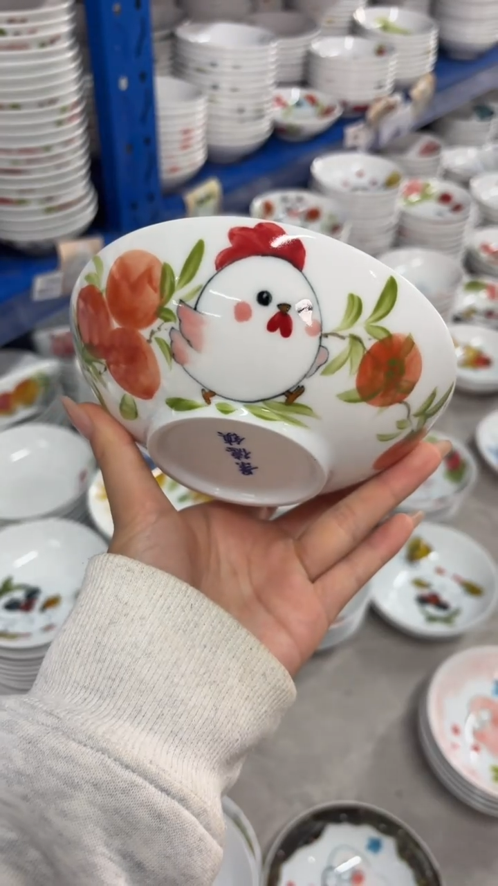 瓷片景德镇高温陶瓷食品级手绘釉中彩-小胖碗