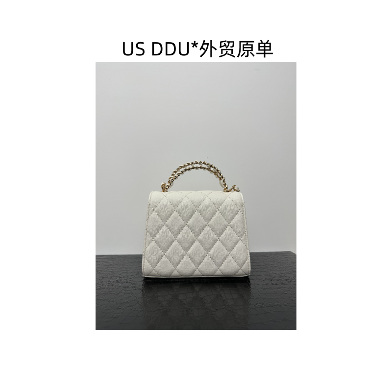 X 白色交叉手柄憨豆时尚百搭手提单肩包L241152/M003