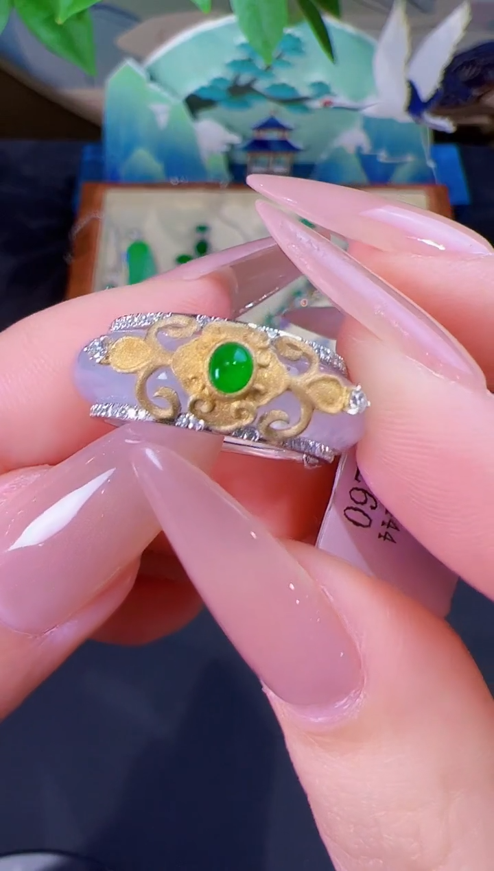 【闪购商品】翡翠戒指18K金镶嵌戒指