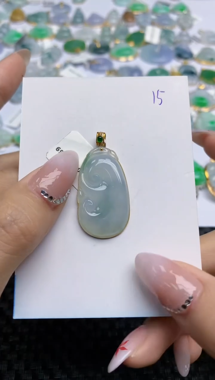 【闪购商品】翡翠颈饰18K金镶嵌 天然翡翠A货