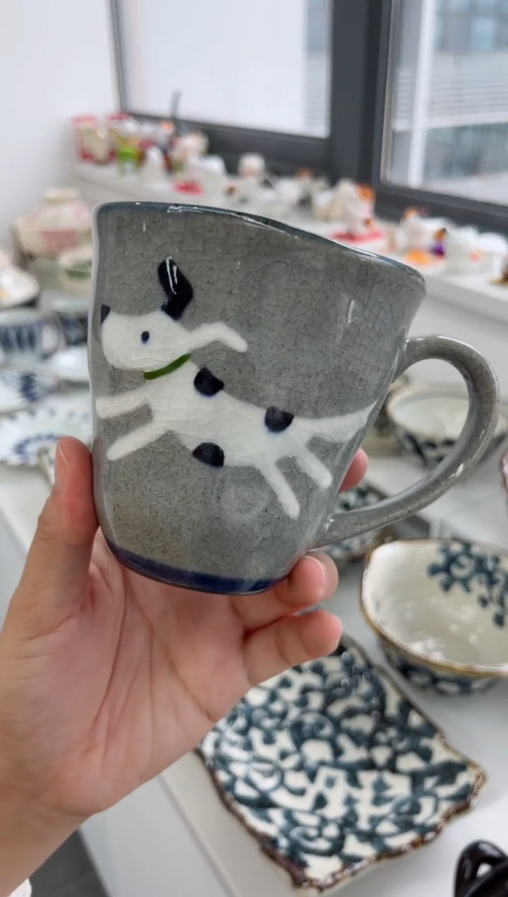 【闪购商品】瓷片开心小狗马克杯（蓝）