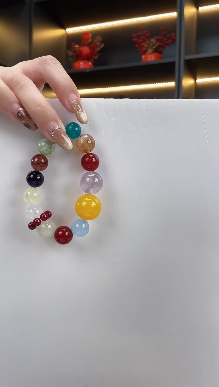 未镶嵌手链水晶黄纹玛瑙多宝手串