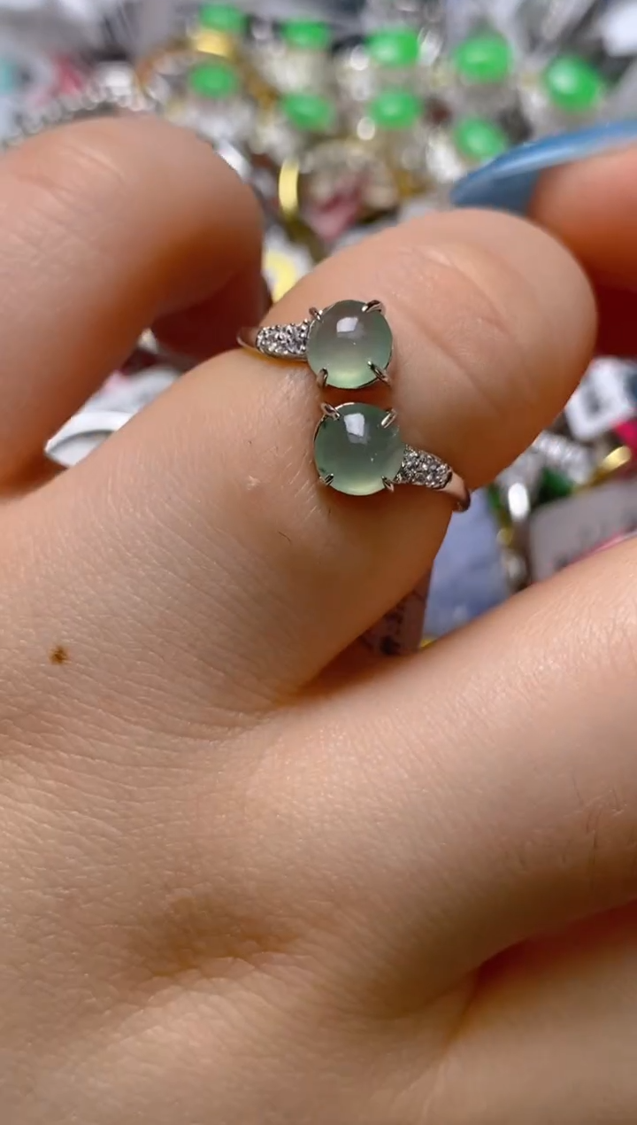 银S925镶嵌戒指翡翠百内无证书