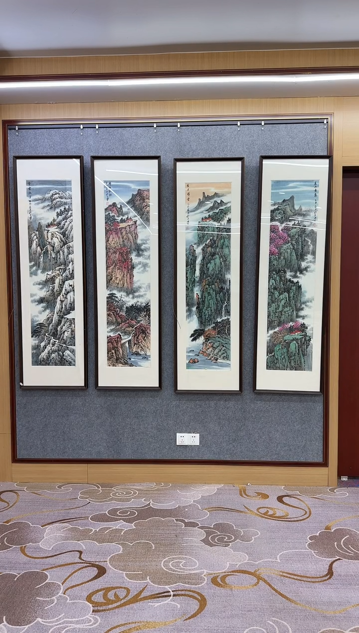 绘画绘画xc-张伦玉-四条屏-山水国画