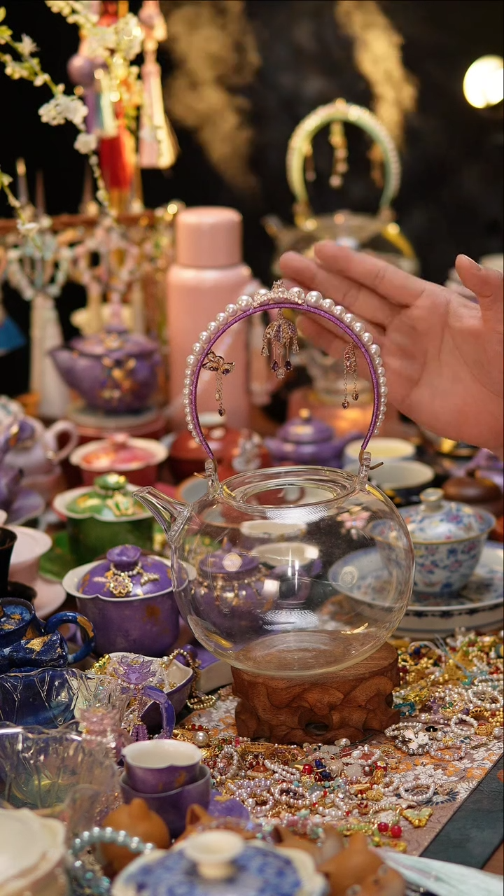 【闪购商品】紫色把手编织天久壶