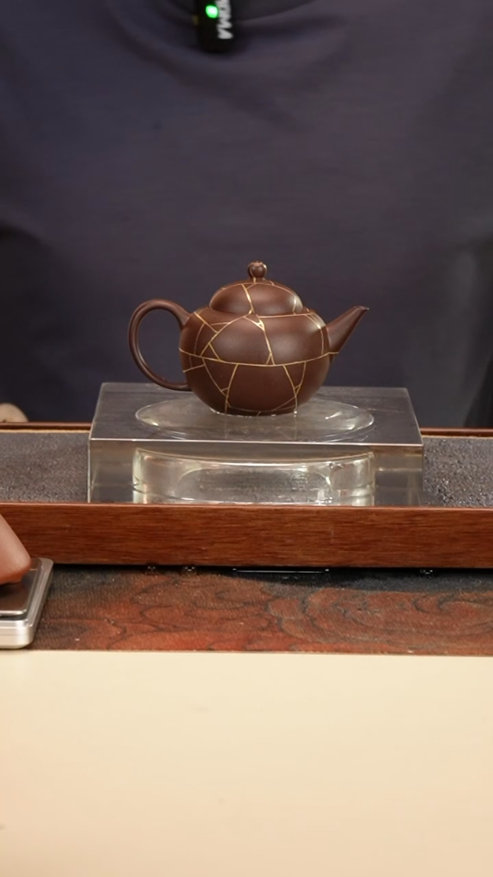 茶壶紫砂抱枕水平描金深井紫泥100cc内推孔