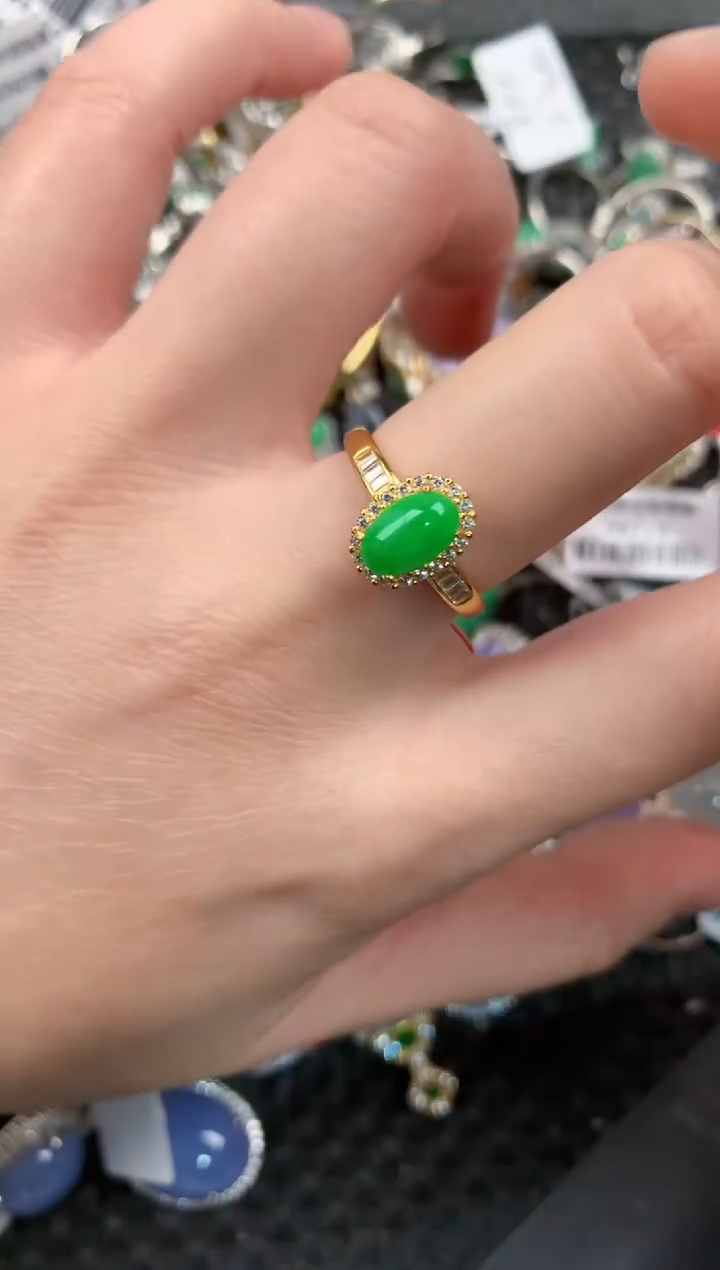 银S925镶嵌戒指翡翠10-10-10    6