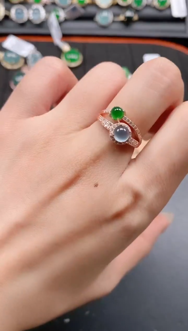 银S925镶嵌戒指翡翠111