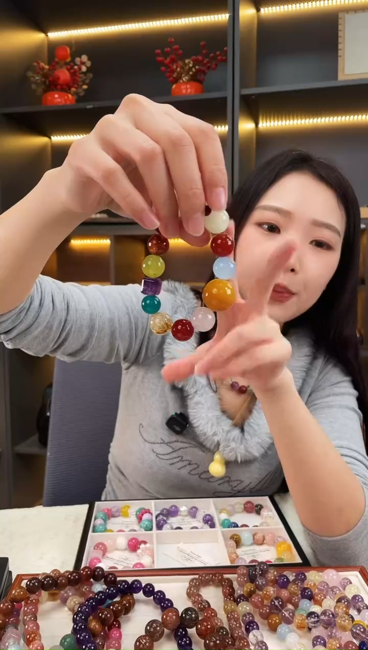 未镶嵌手链水晶黄纹玛瑙多宝手串