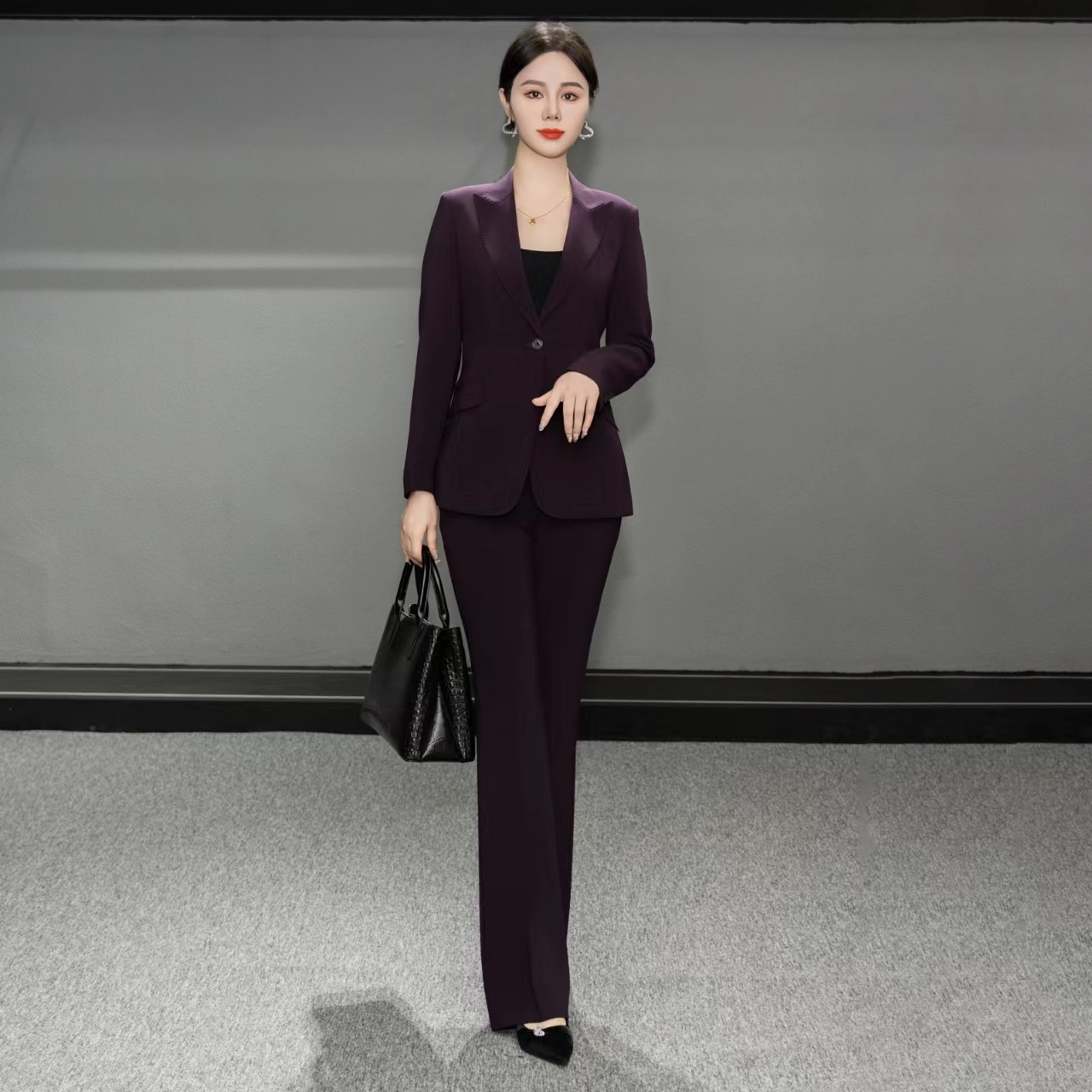 Falaibang/法莱邦361-71春秋款紫罗兰长袖双裤型西装套装