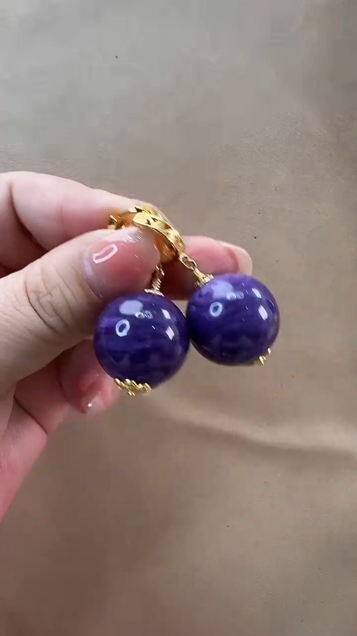 查罗石未镶嵌耳钉耳环