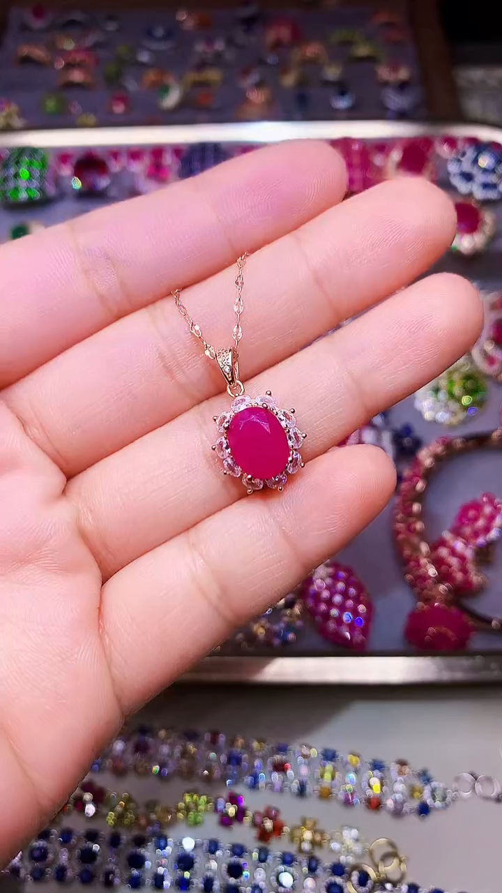 颈饰银S925镶嵌红宝石.....