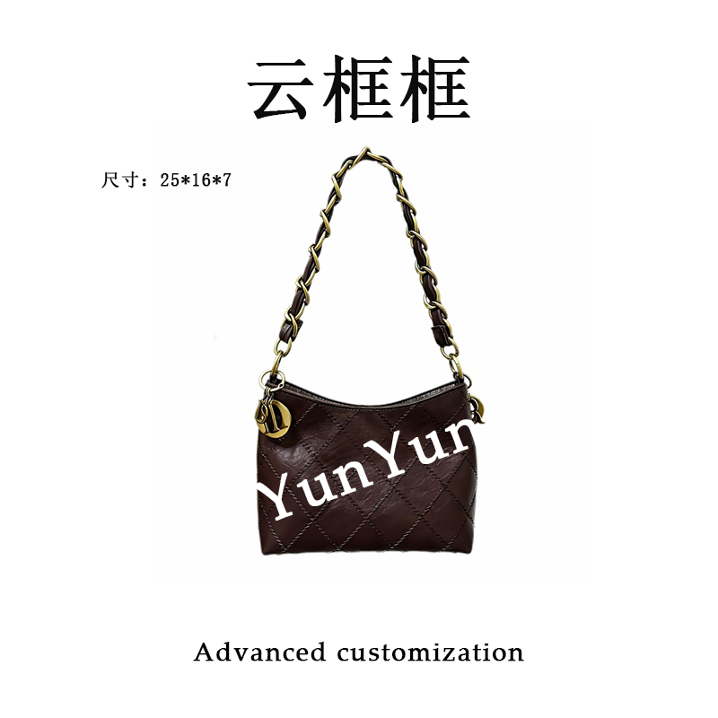 【云云甄选】SD-50217-复古咖-25*7*16轻奢时尚女士新款单肩斜挎包