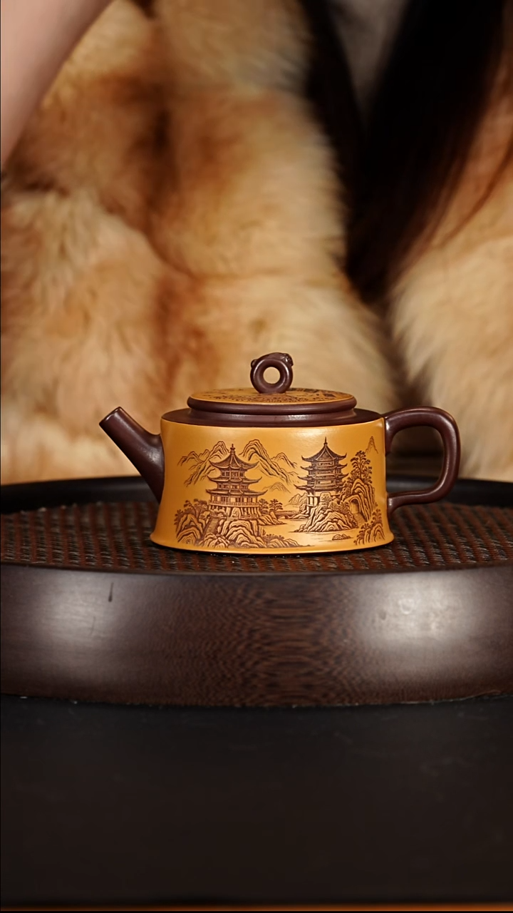 茶壶紫砂宜兴紫砂壶底漕清双色井栏240cc