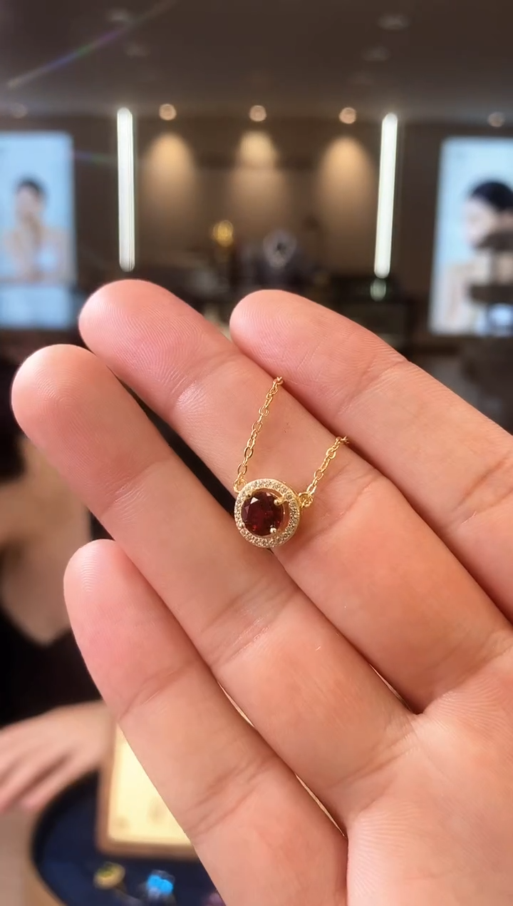 【闪购商品】石榴石项链银S925镶嵌09