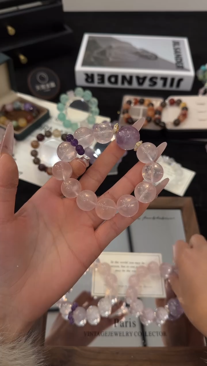 合金手链水晶粉水晶x3533