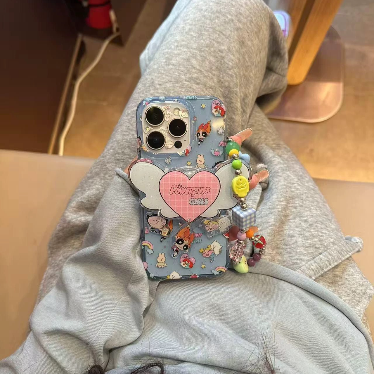 夏日透蓝彩虹飞天小女警适用苹果16pro手机壳iPhone15pro防摔14新