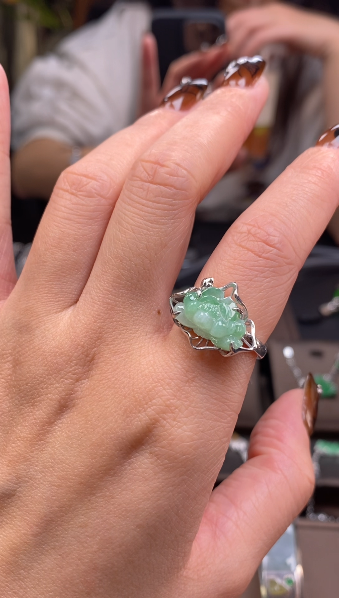 颈饰银S925镶嵌翡翠净货19280