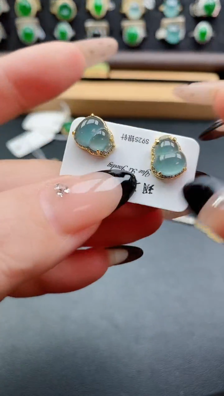 银S925镶嵌戒指翡翠1