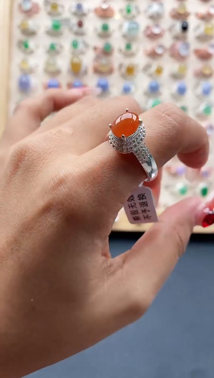 【闪购商品】翡翠戒指未镶嵌缅甸天然A货翡翠444 4+10