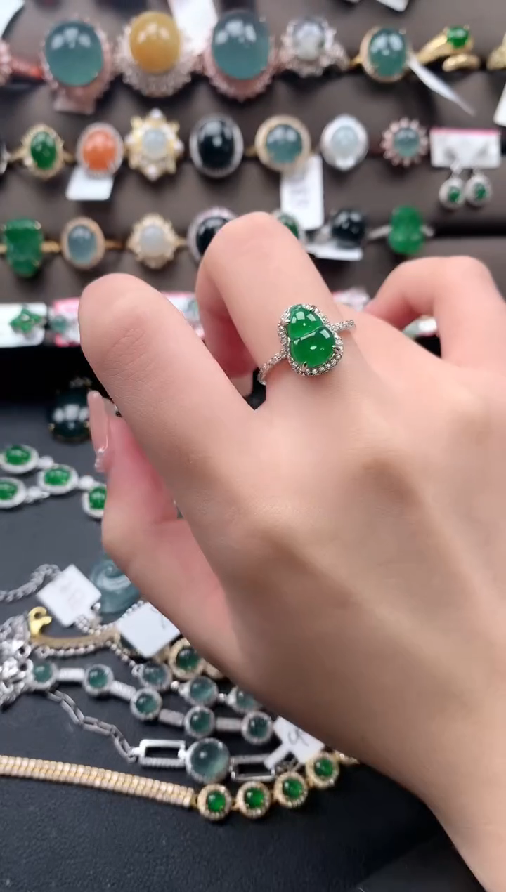 【闪购商品】翡翠戒指银S925镶嵌62141