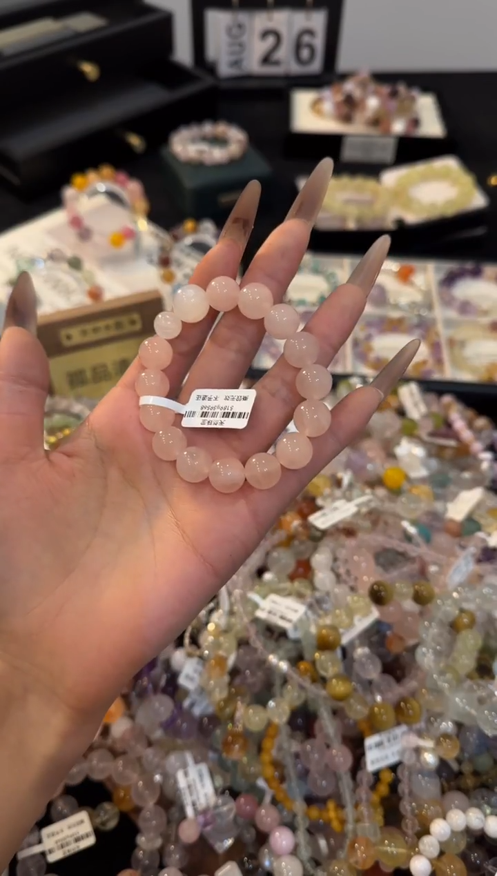 合金手链水晶粉水晶x2609