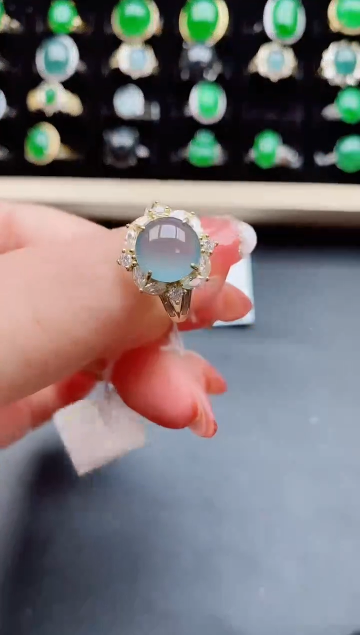 【闪购商品】翡翠戒指银S925镶嵌12121