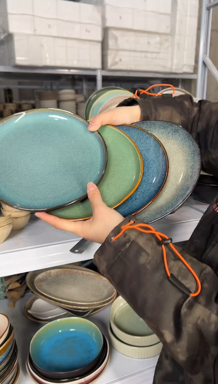 陶瓷外贸尾货瑕疵满20包邮X4 小盘8英寸