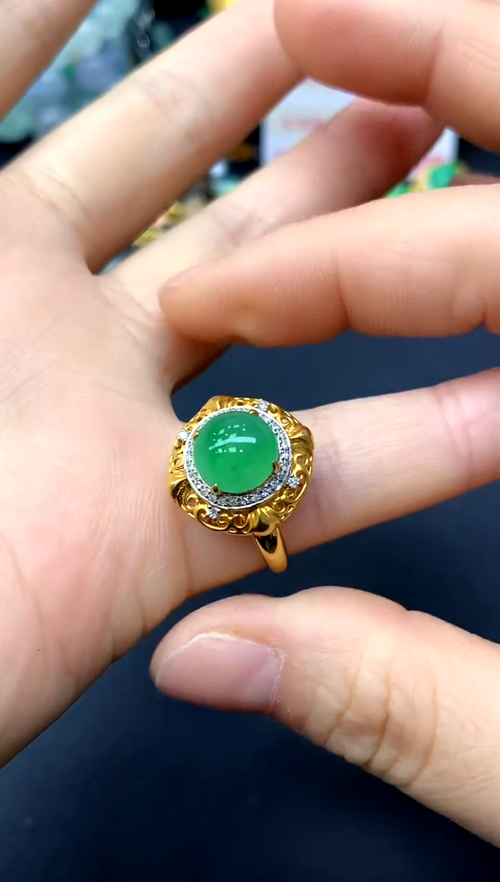 18K金镶嵌戒指翡翠458-中国好珍宝