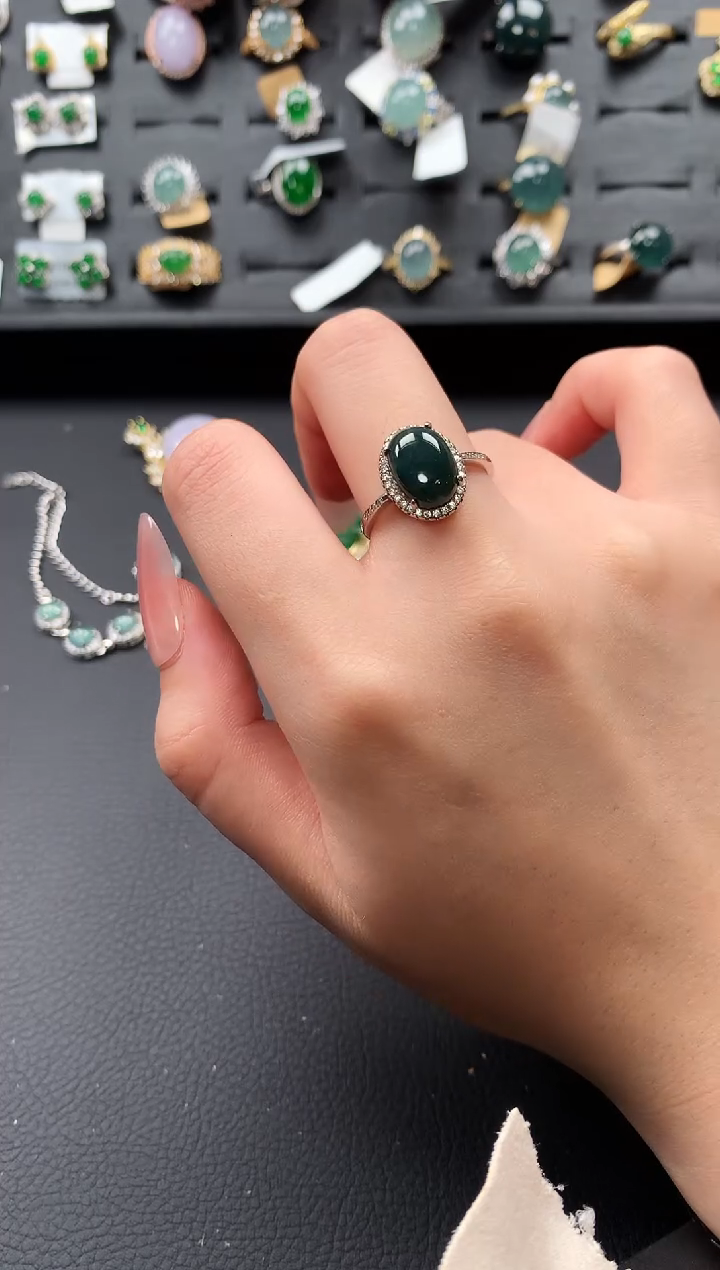 【闪购商品】翡翠戒指银S925镶嵌52141