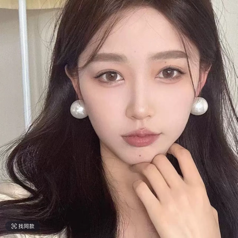 合金耳饰  夸张显脸小复古大珍珠耳钉小众个性港风
