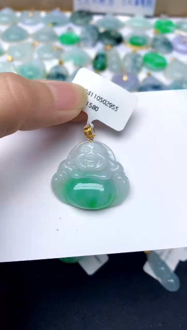 【闪购商品】翡翠颈饰18K金镶嵌92天然A货翡翠