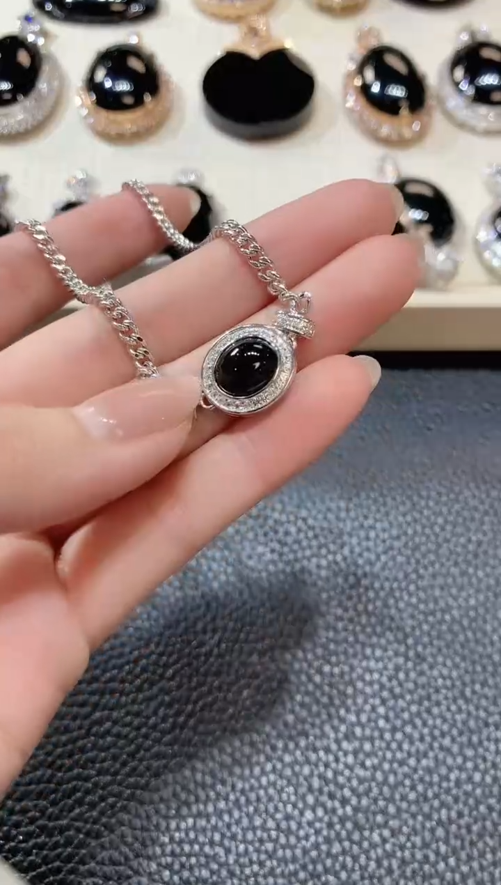 【闪购商品】翡翠手链18K金镶嵌D78墨翠多样性发一件