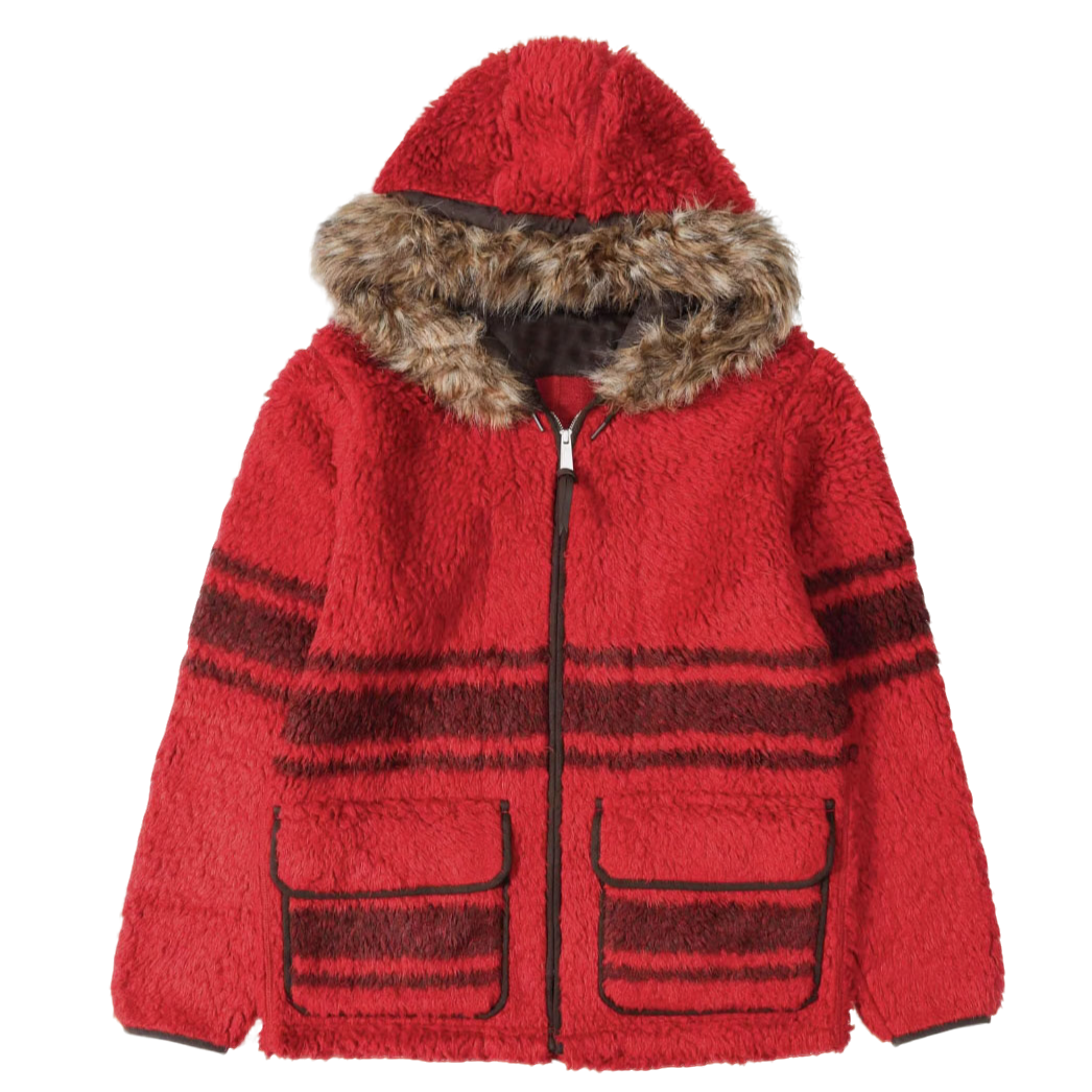 双R Striped Pile Fleece Jacket厚款羊毛混纺毛毛大衣