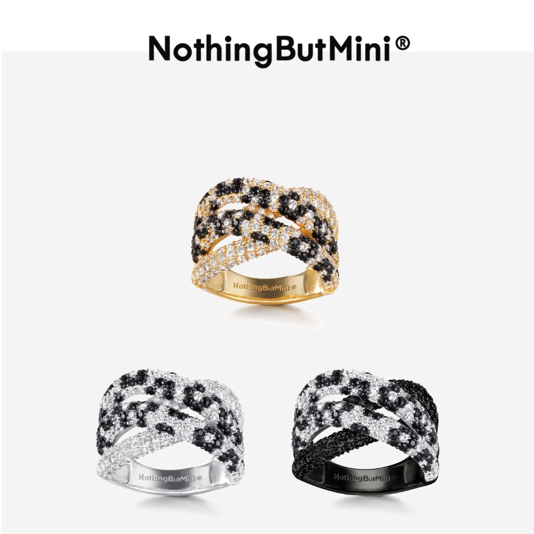 NothingButMini 合金合成锆石戒指 蛇年限定 黑白蛇纹满天星戒指