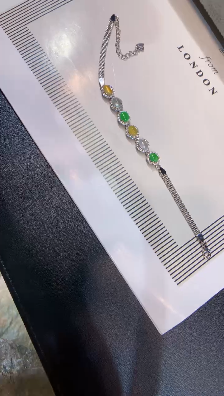 银S925镶嵌手链翡翠手链