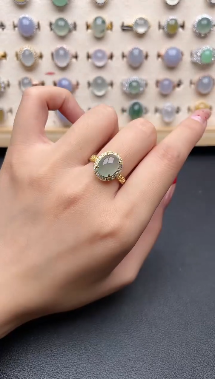 【闪购商品】翡翠戒指银S925镶嵌一物一证一礼盒