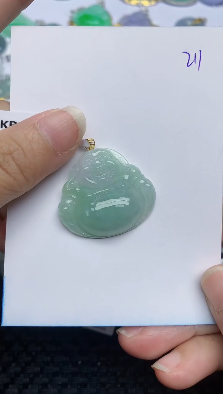 翡翠18K金镶嵌颈饰天然A货翡翠 211